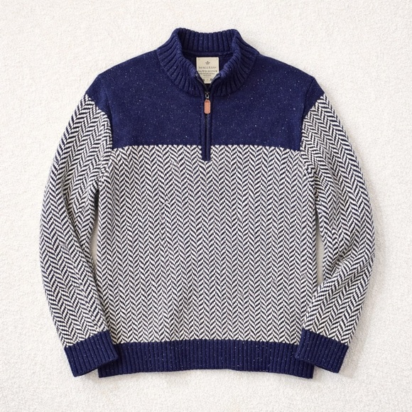Hope & Henry Other - Hope & Henry Coastal Preppy Herringbone Organic Cotton Quarter Zip Sweater L A38